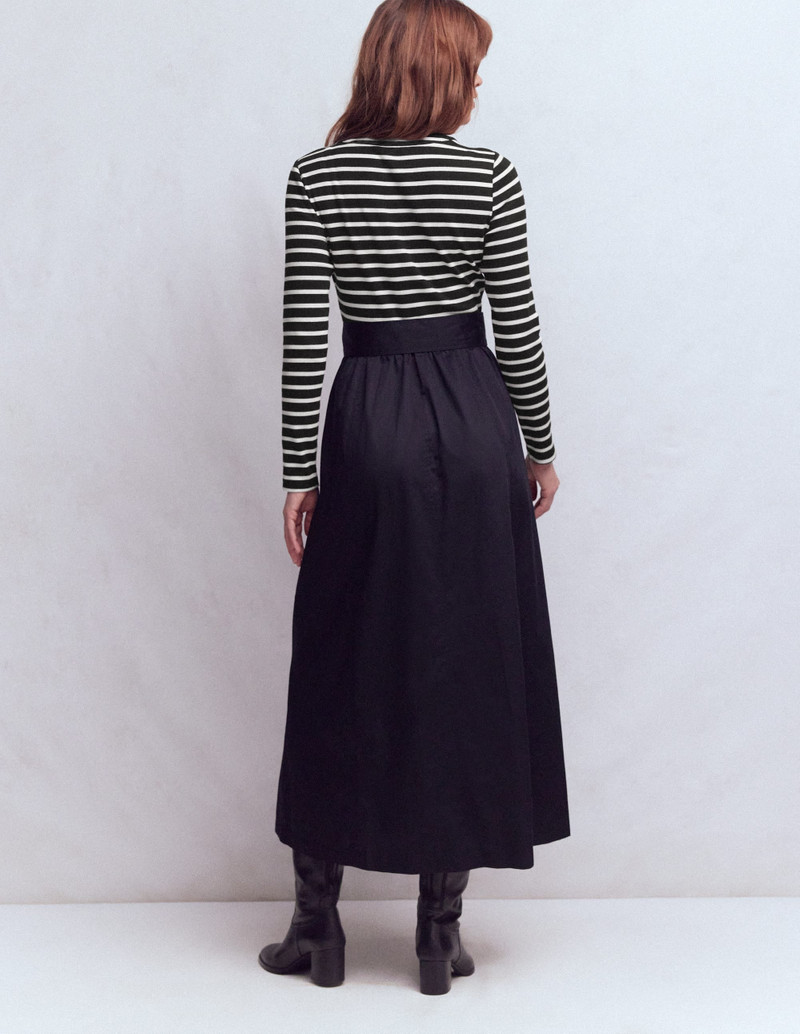 Long Sleeve Mix Media Dress-Black Stripe 4