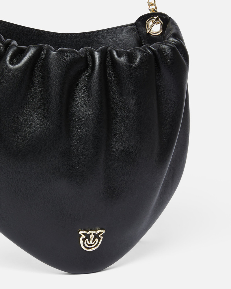 GATHERED NAPPA LEATHER HOBO BAG WITH CHAIN SHOULDER STRAP PINKO GALLERIA 3
