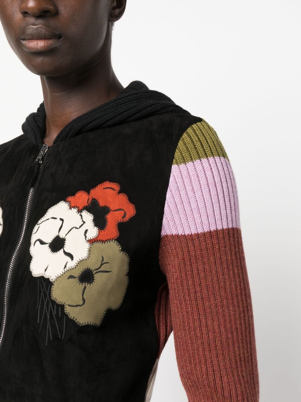 hooded wool zip-up cardigan - 5