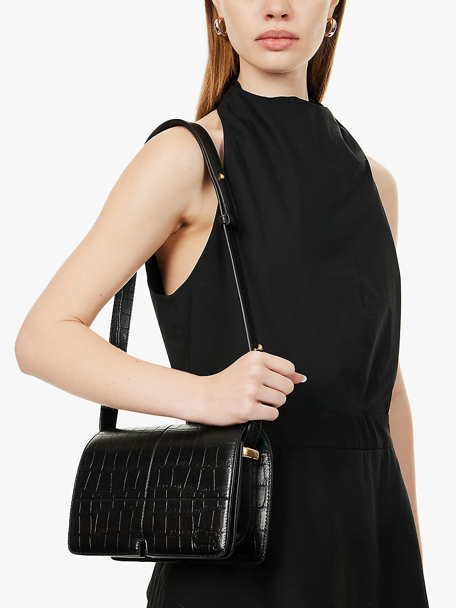 Snip croc-effect leather shoulder bag - 2