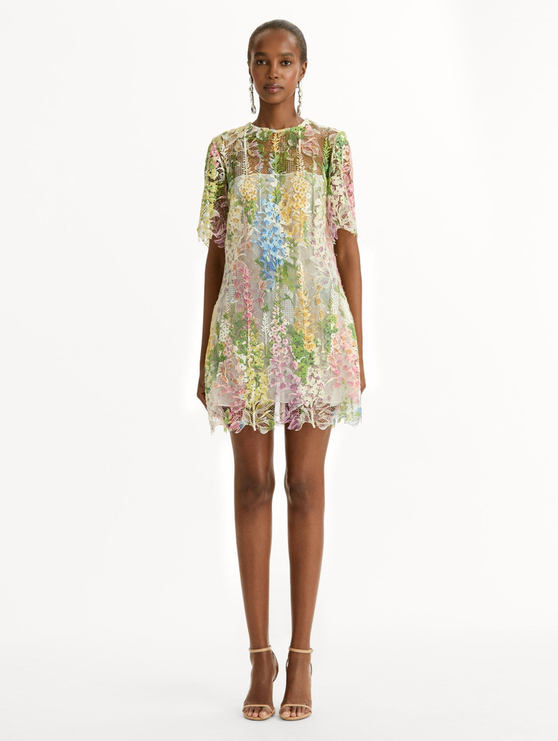 Oscar de la Renta FOXGLOVE GUIPURE SHIFT DRESS outlook