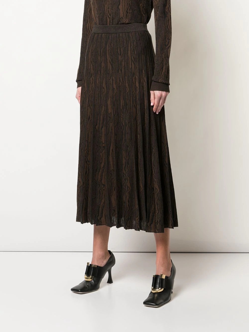 cashmere woodgrain jacquard knit skirt - 3