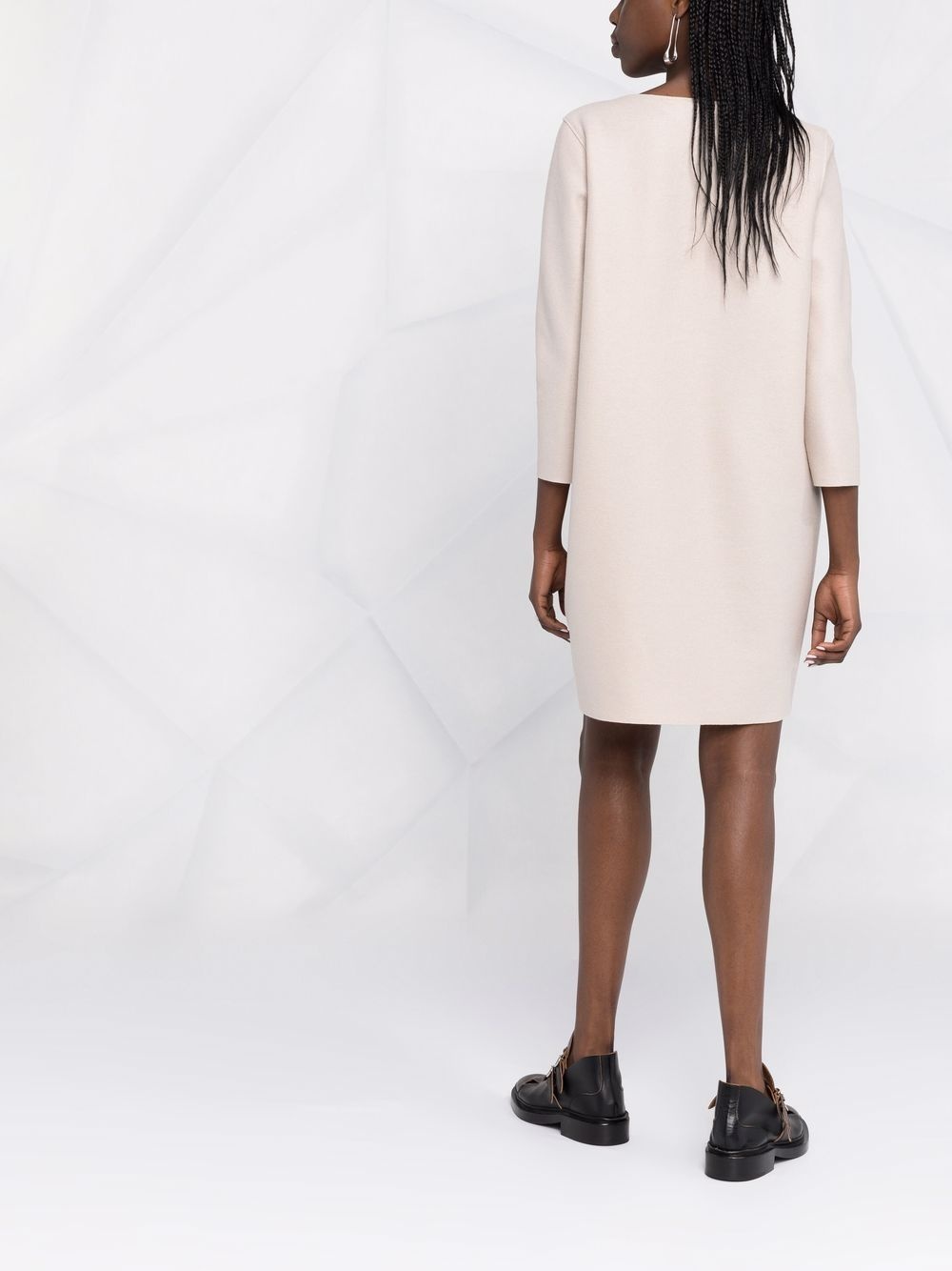 round neck long-sleeved dress - 4