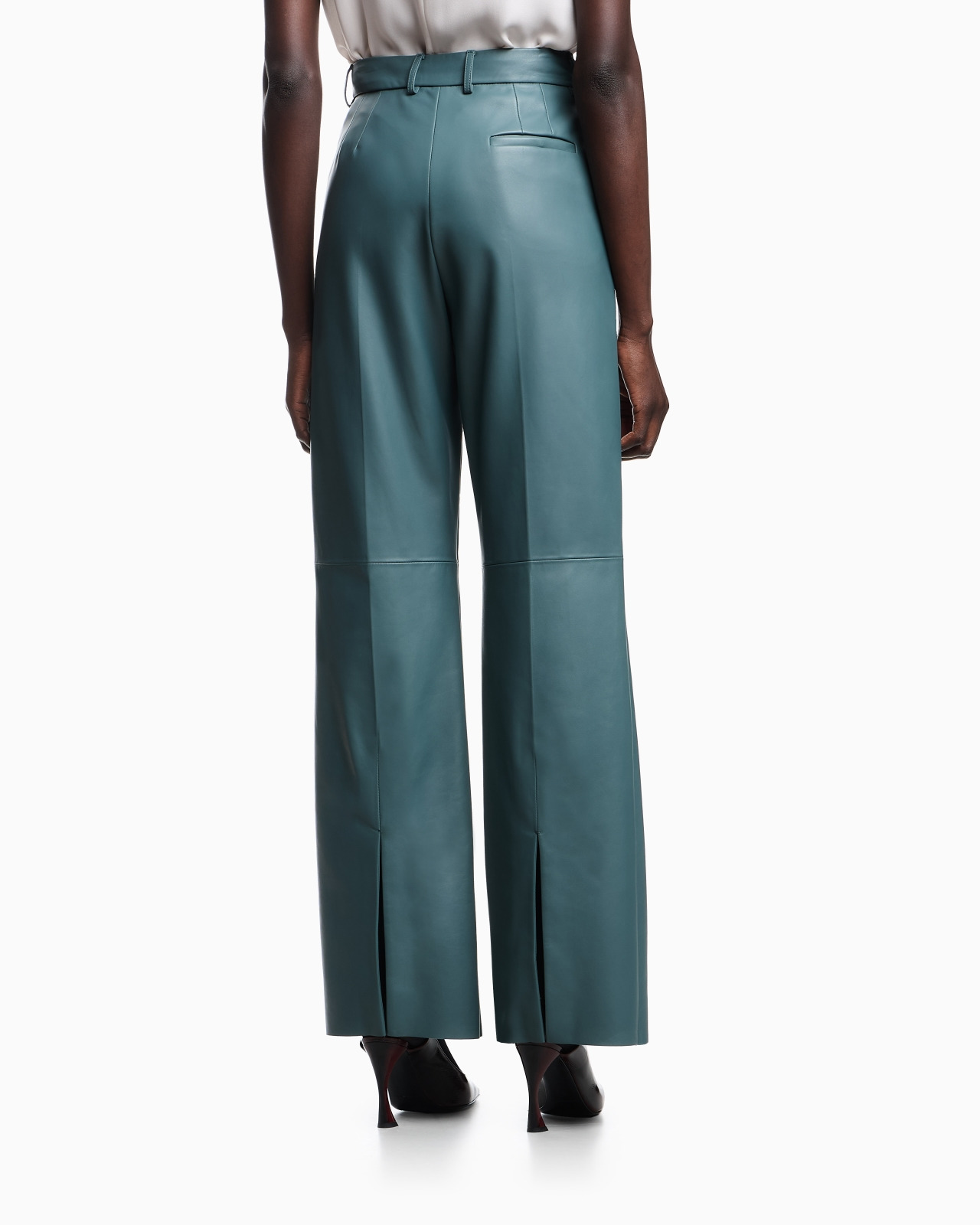 GLOVE-QUALITY LAMBSKIN NAPPA LEATHER PALAZZO TROUSERS - 3