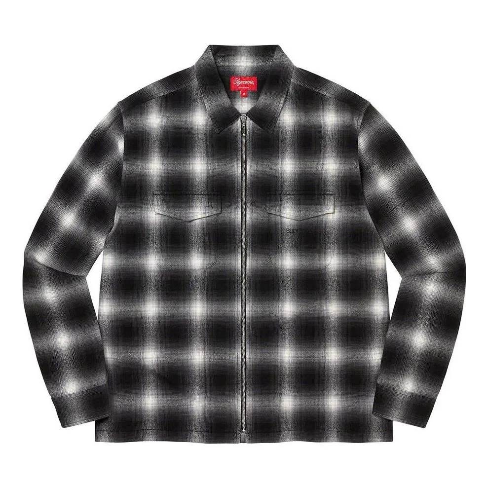 Supreme Shadow Plaid Flannel Zip Up Shirt 'Black White' SUP-FW22-275 - 1