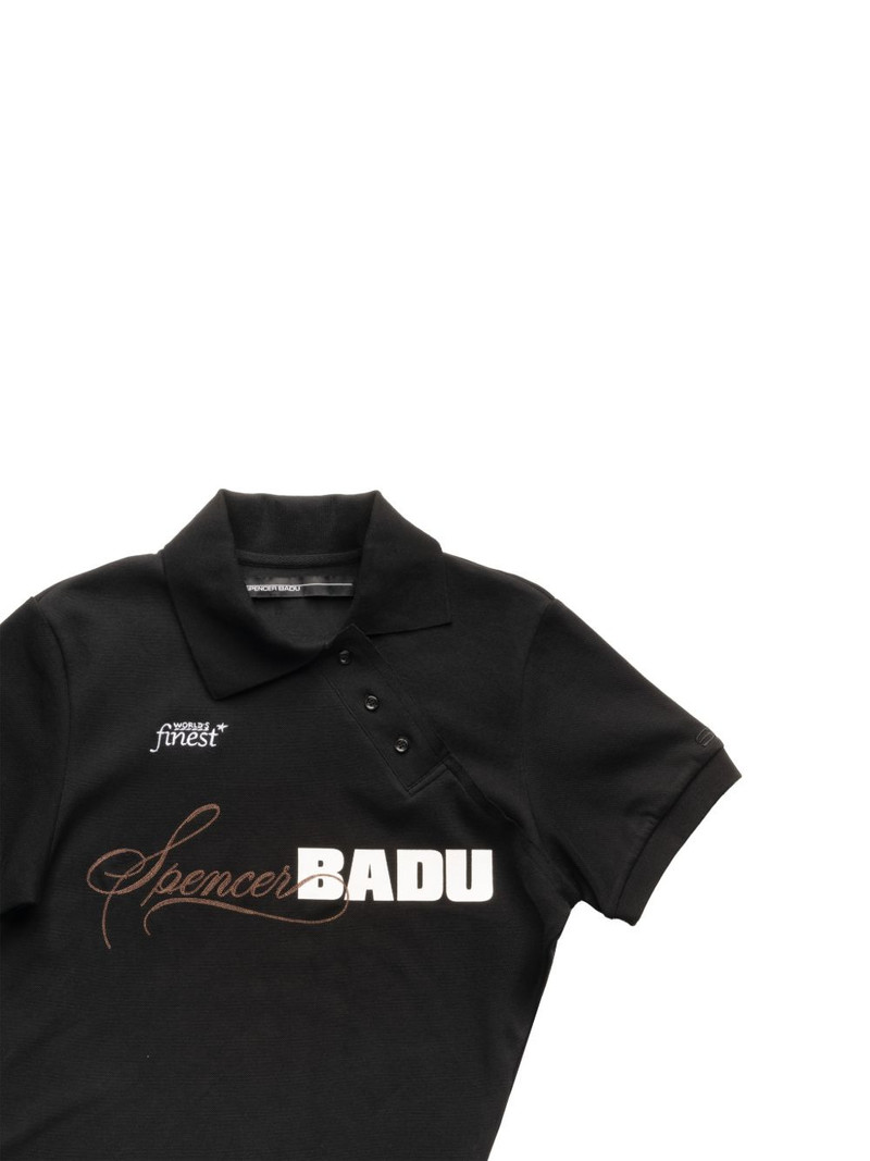 SPENCER BADU asymmetric logo-print polo shirt outlook
