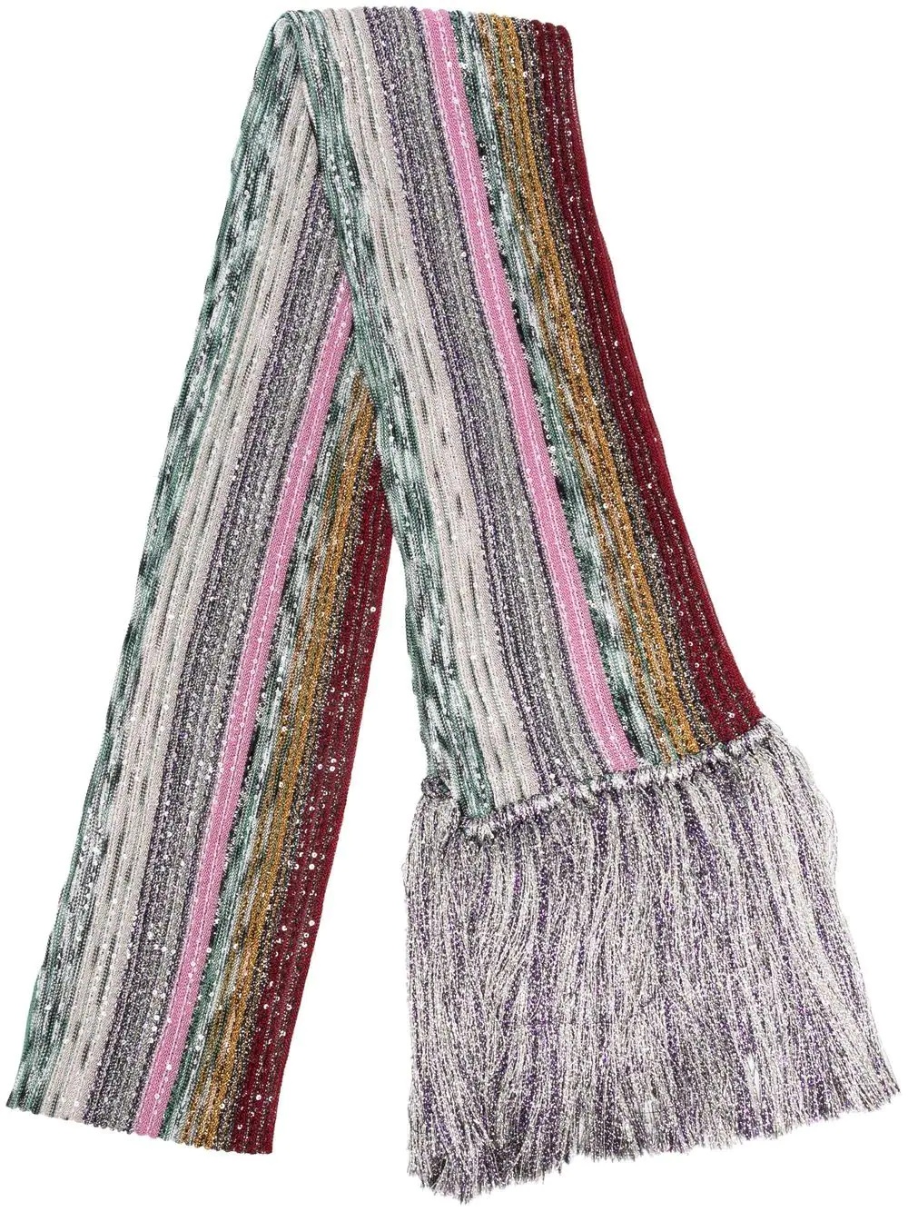 sequin-detail fringed scarf - 1