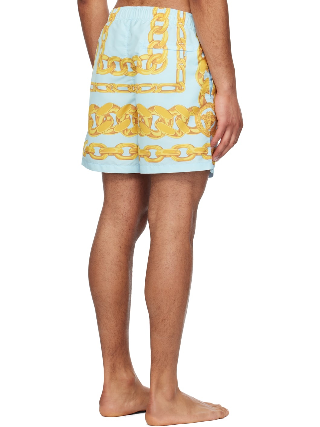 Blue & Yellow Medusa Chains Swim Shorts - 3