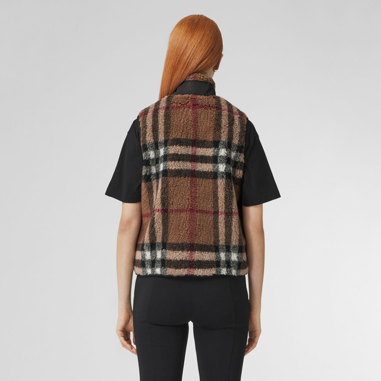 Check Wool Cashmere Blend Fleece Gilet - 4