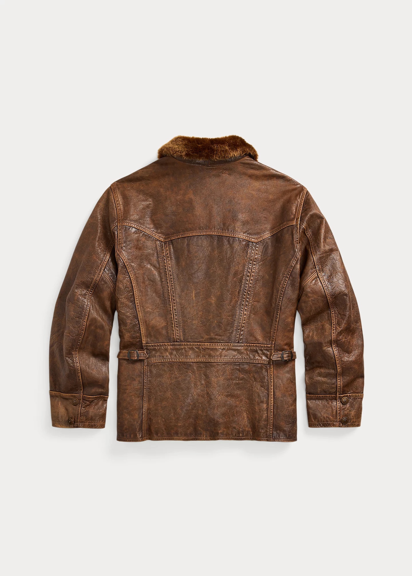 Shearling-Collar Leather Car Coat - 2