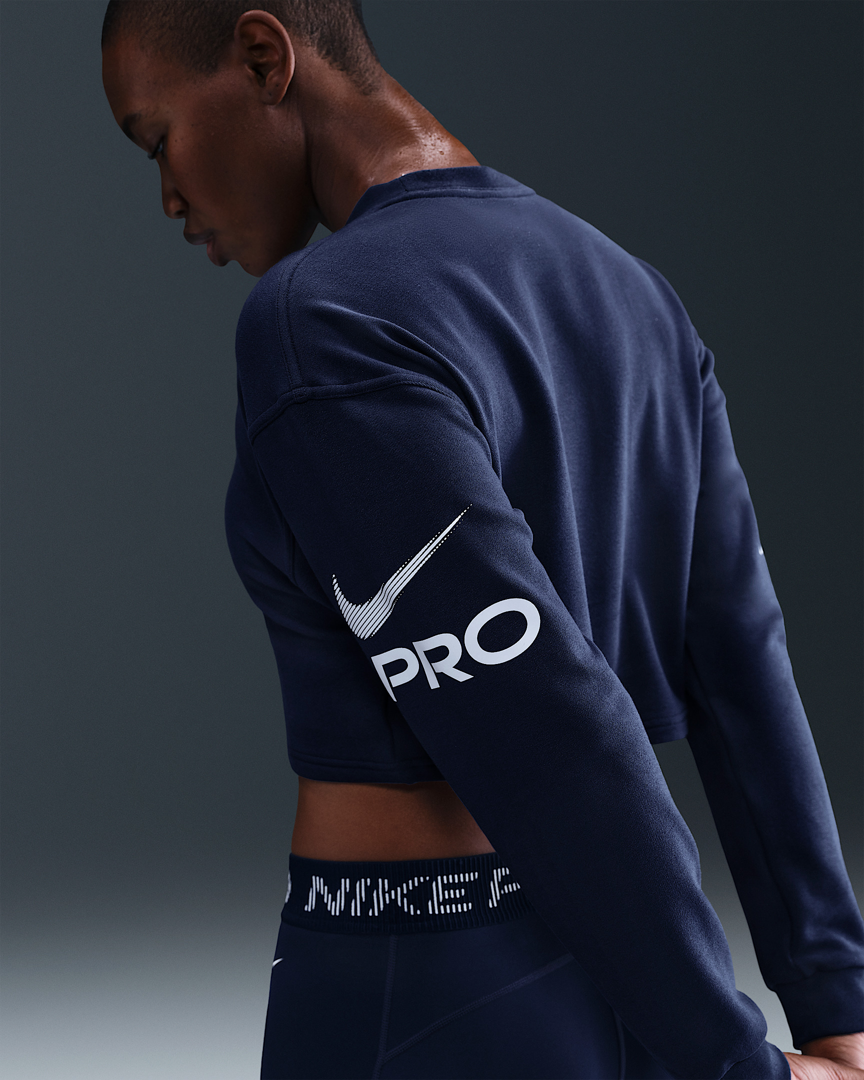 Nike Pro Women's Dri-FIT Loose Crew-Neck French Terry Sweatshirt - 2