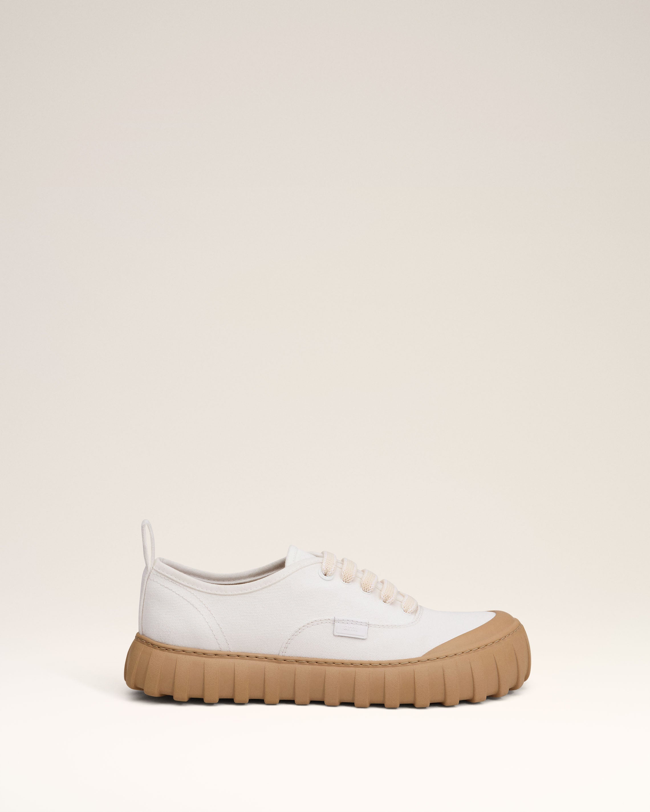 WHITE COTTON LOW TOP TEMPO CANVAS SNEAKERS - 1