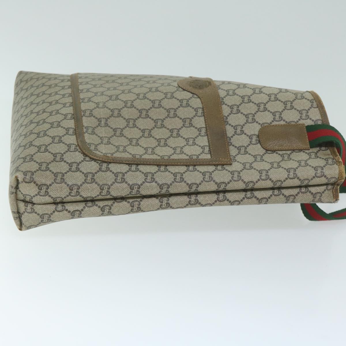 GUCCI GG Plus Supreme Web Sherry Line Tote Bag Beige Red Green - 4