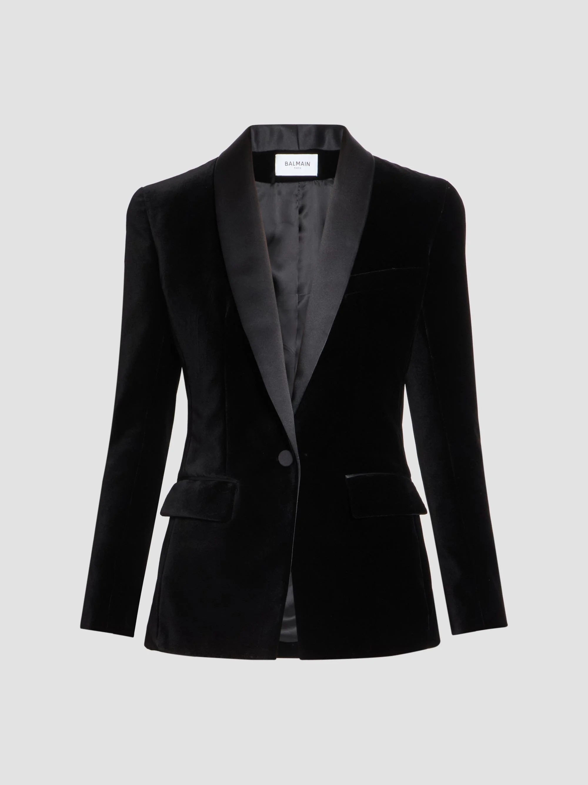 Women's Velvet Tailored Jacket - Noir - 1