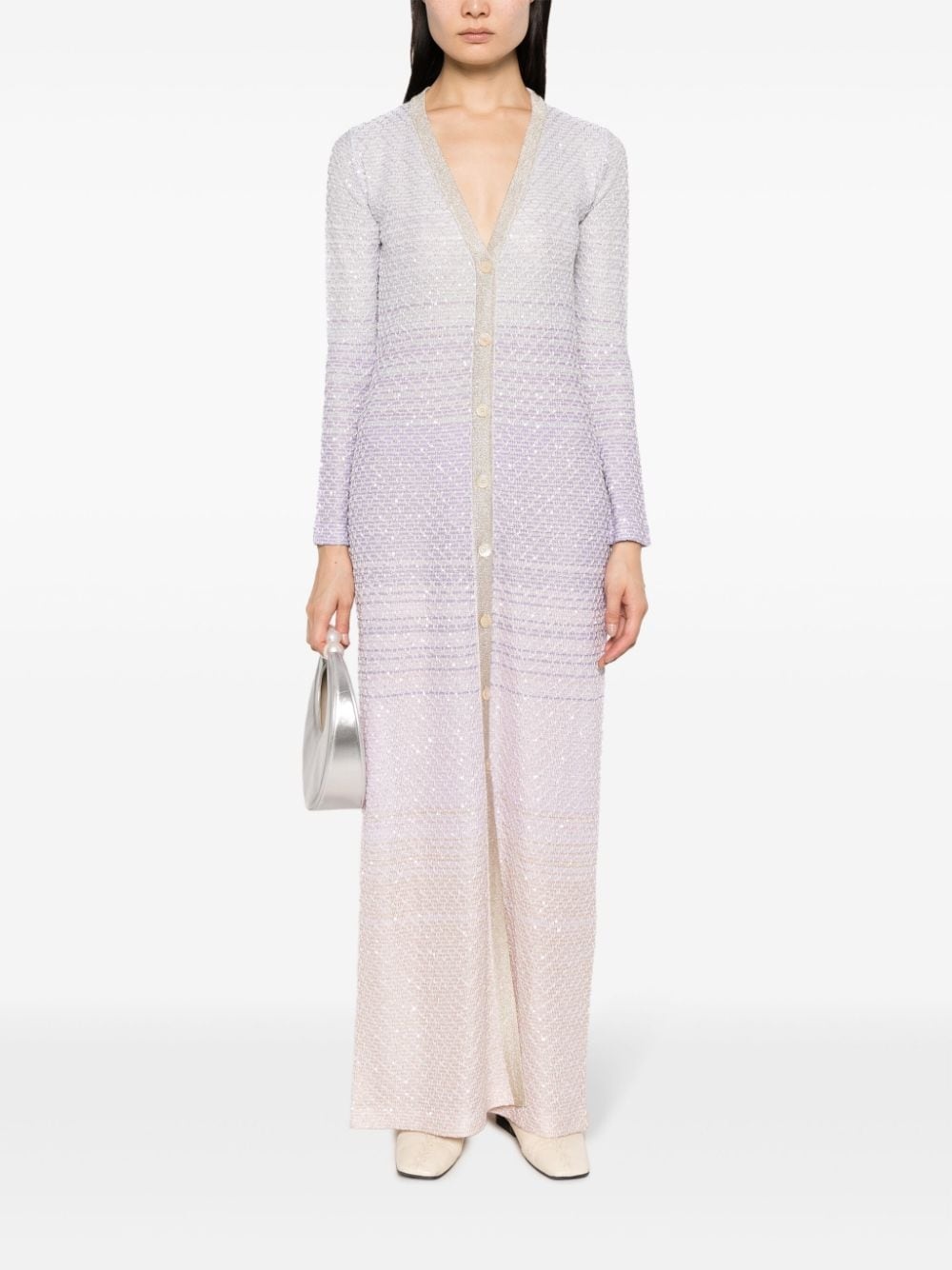sequin-embellished mesh maxi cardigan - 2