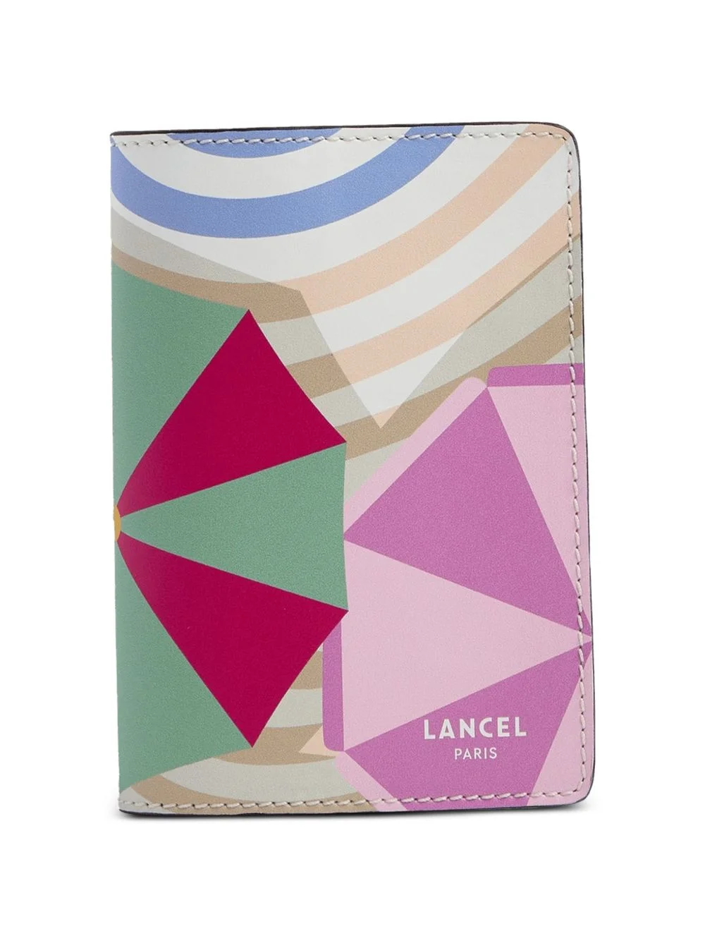 Beach geometric-pattern leather passport holder - 1