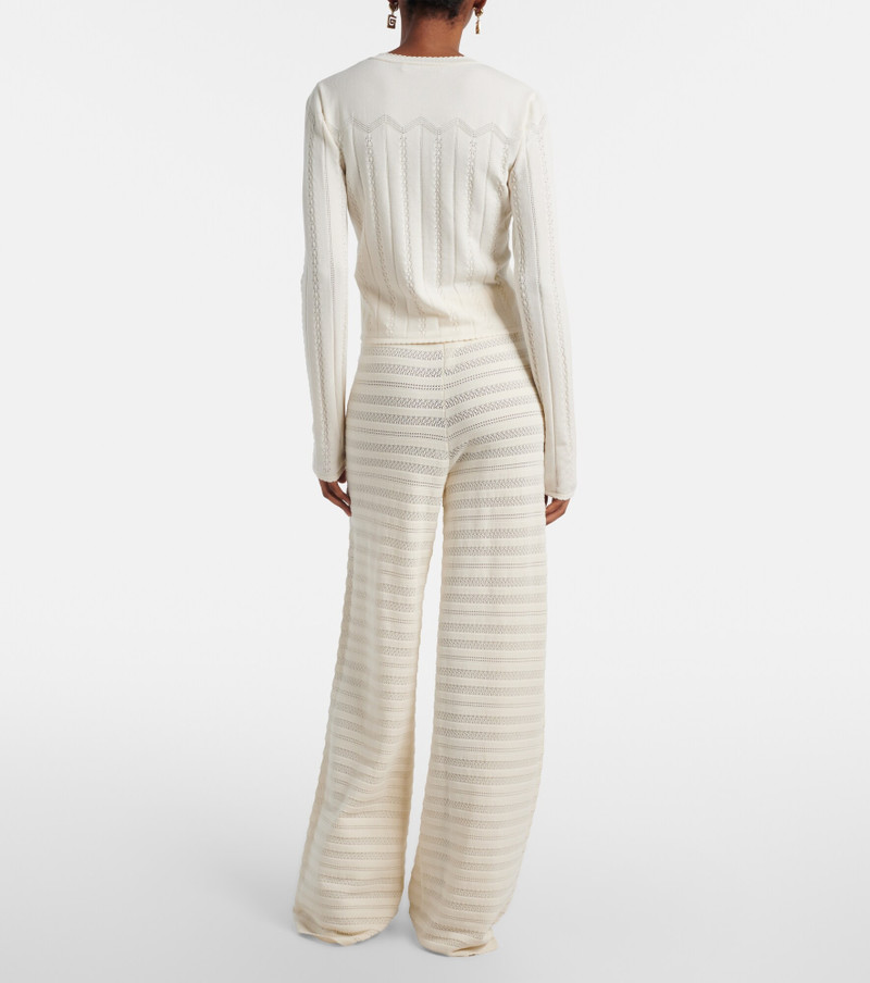 Tanya pointelle cotton-blend wide-leg pants 3