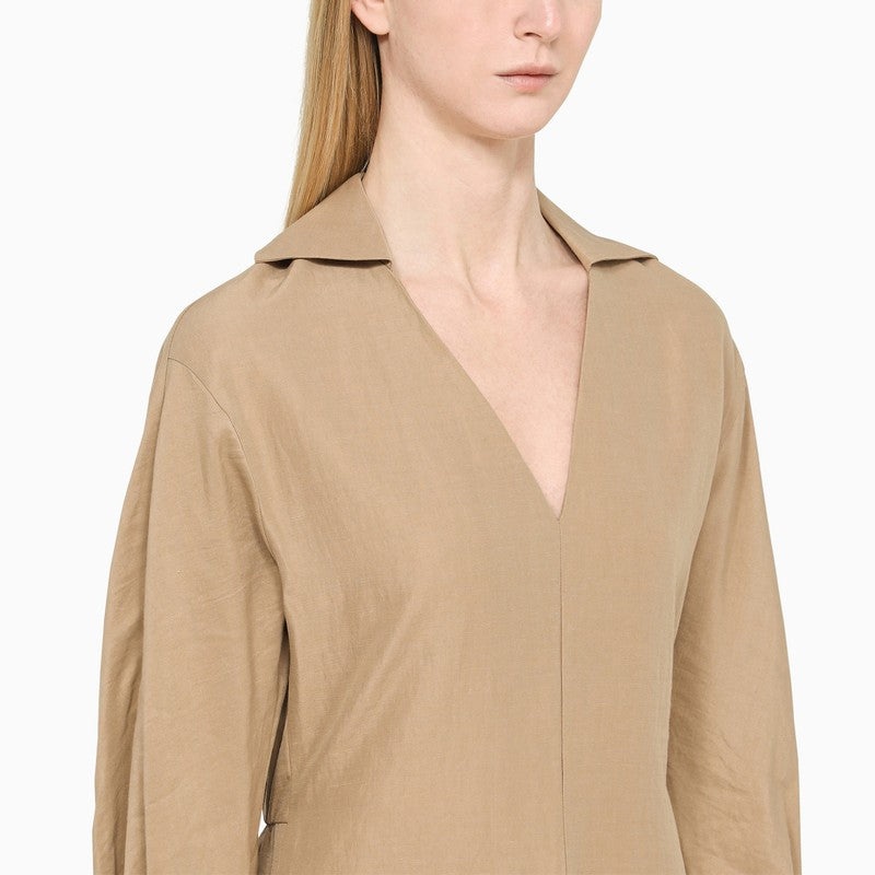 BEIGE COTTON CHEMISIER - 4