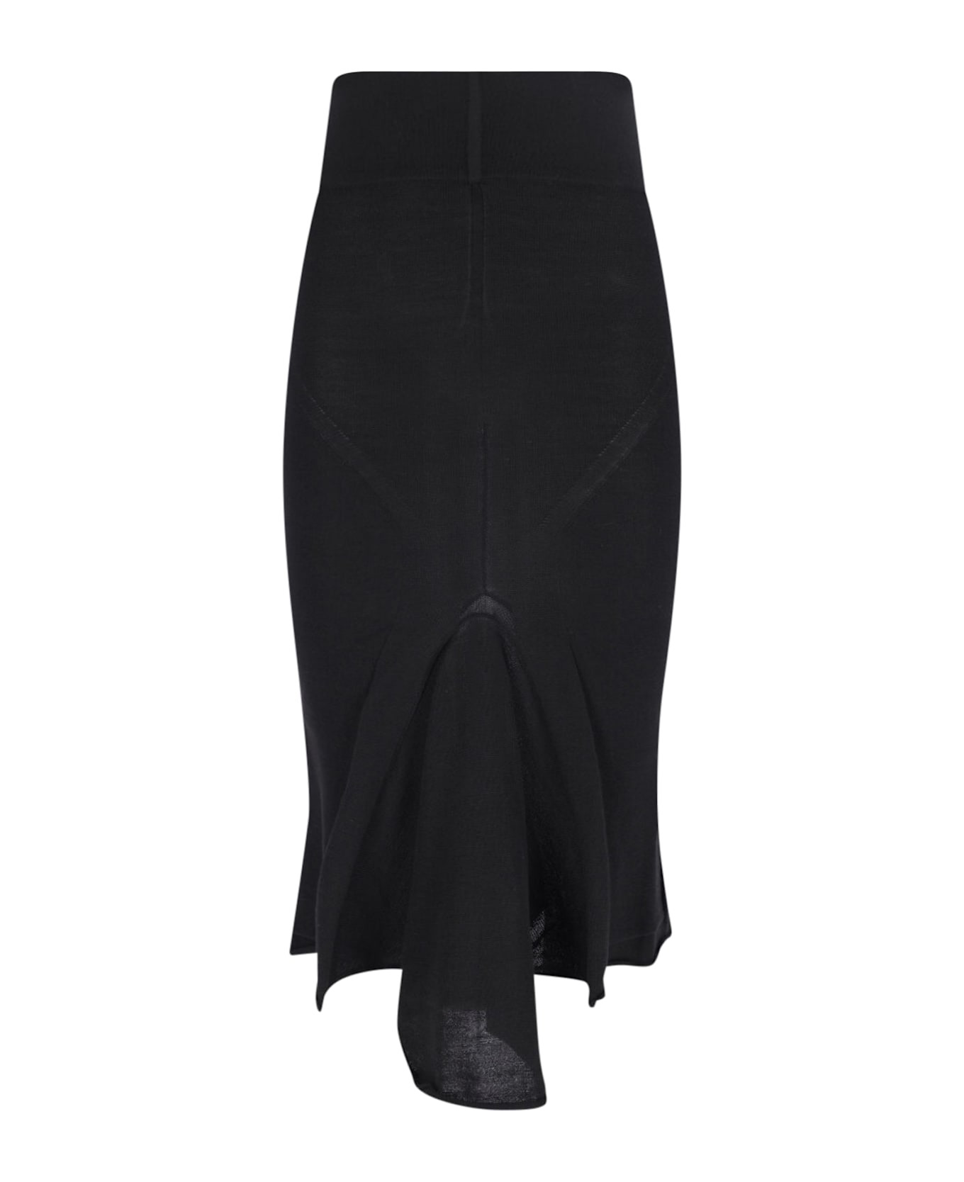 Asymmetrical Wool Midi Skirt - 1