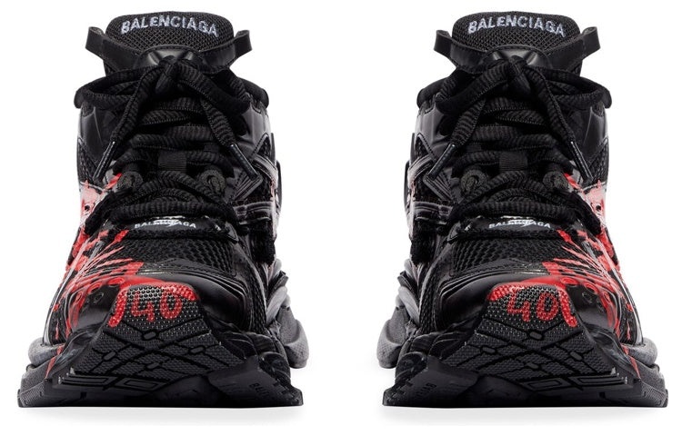 Balenciaga Runner Graffiti Sneakers 'Black and Red Mesh and Nylon' 677403W3RBQ1060 - 5