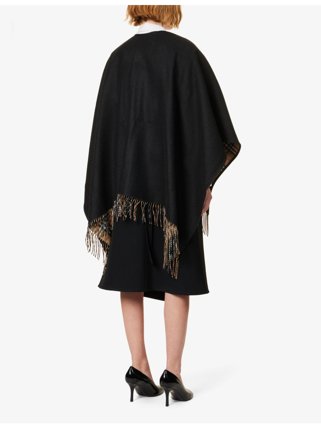 Vintage Check wool cape - 4