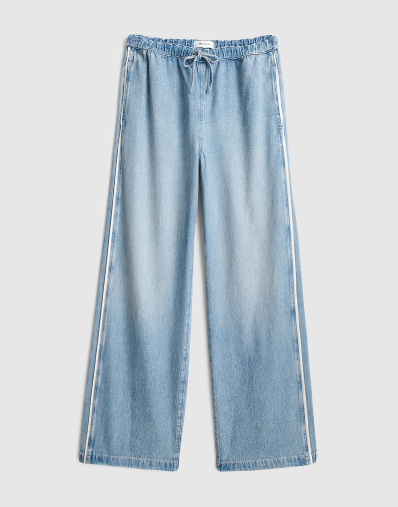 Pull-On Track Pants in Airy Denim 1