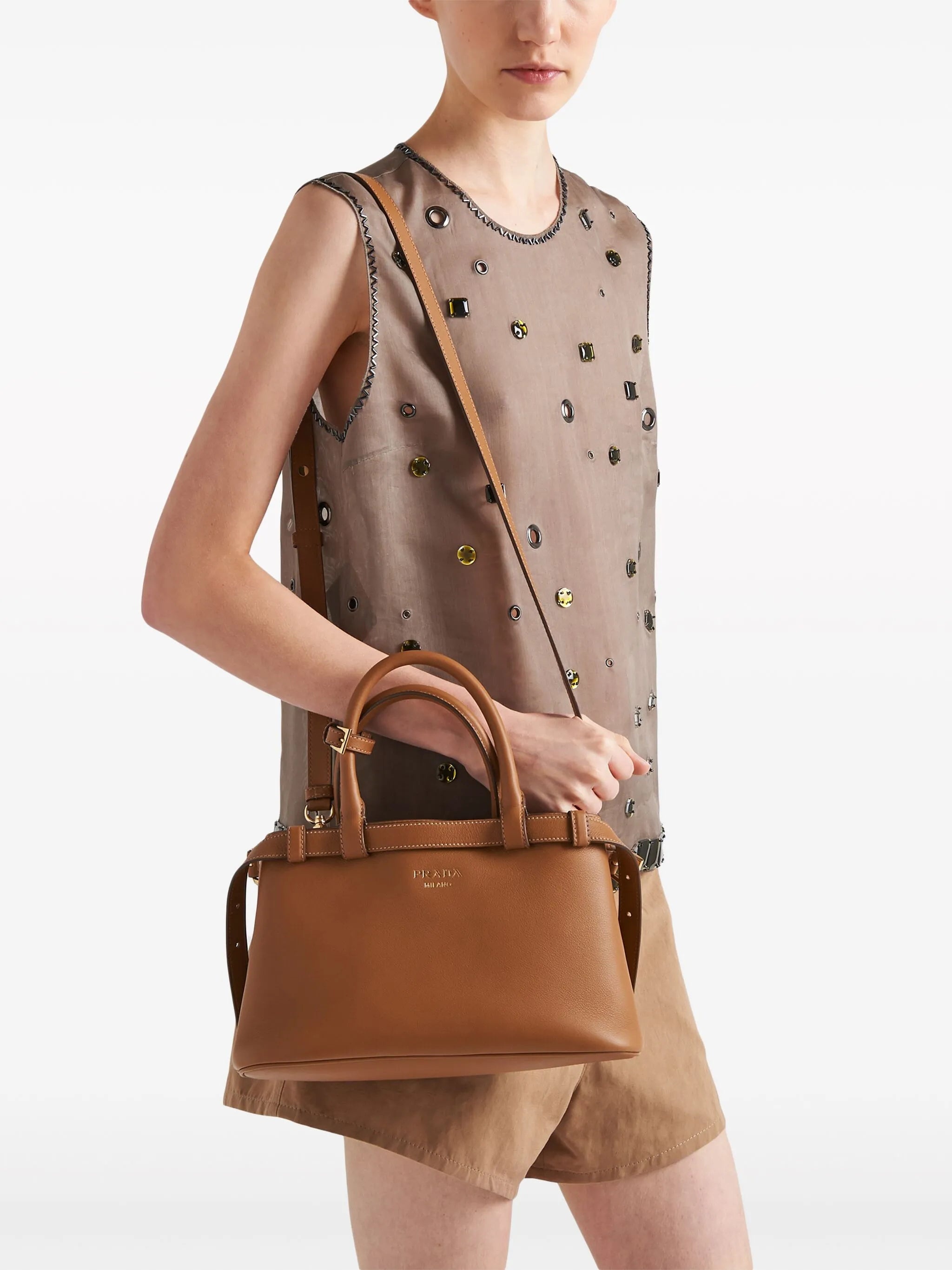 Small Belted Leather Two-way Bag - 4