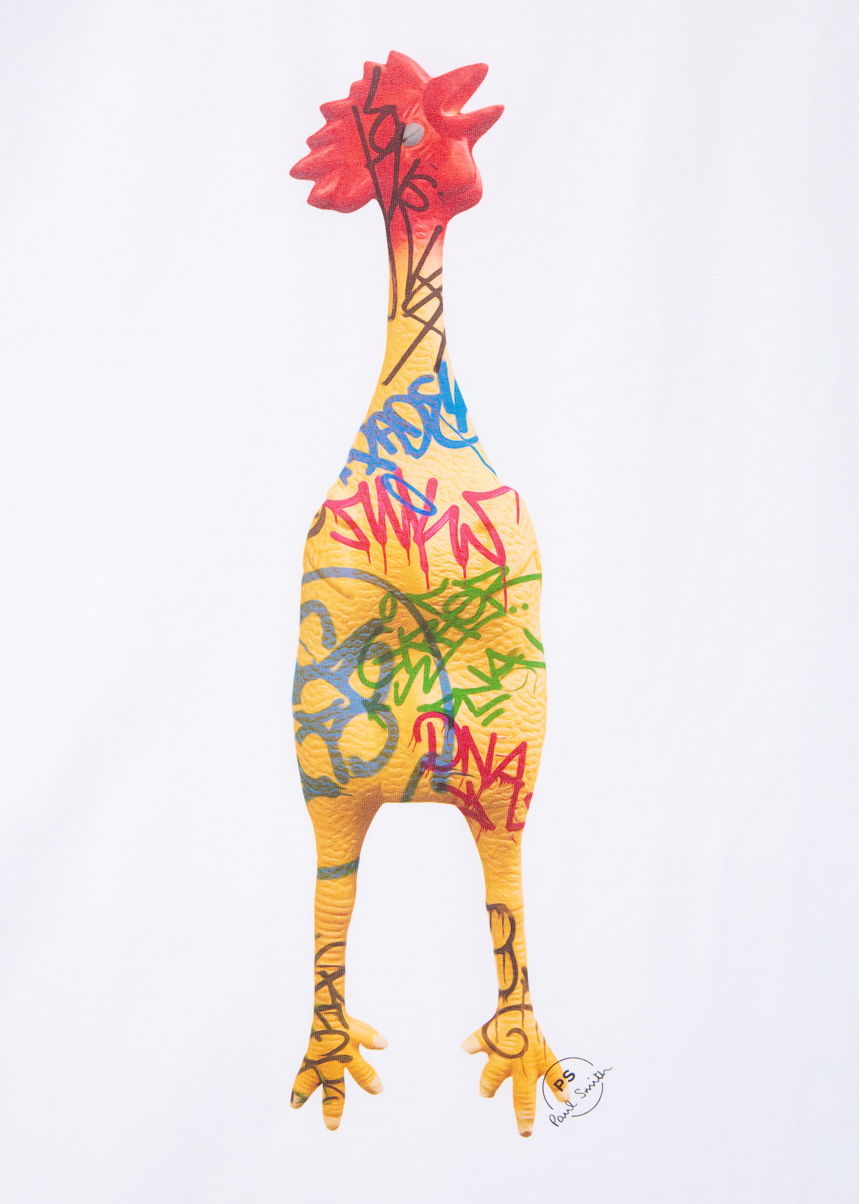 White 'Rubber Chicken' Print T-Shirt - 2