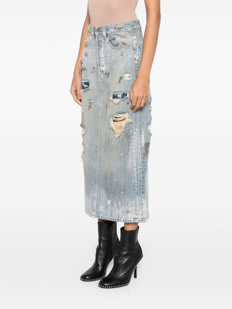 distressed-effect denim midi skirt 3