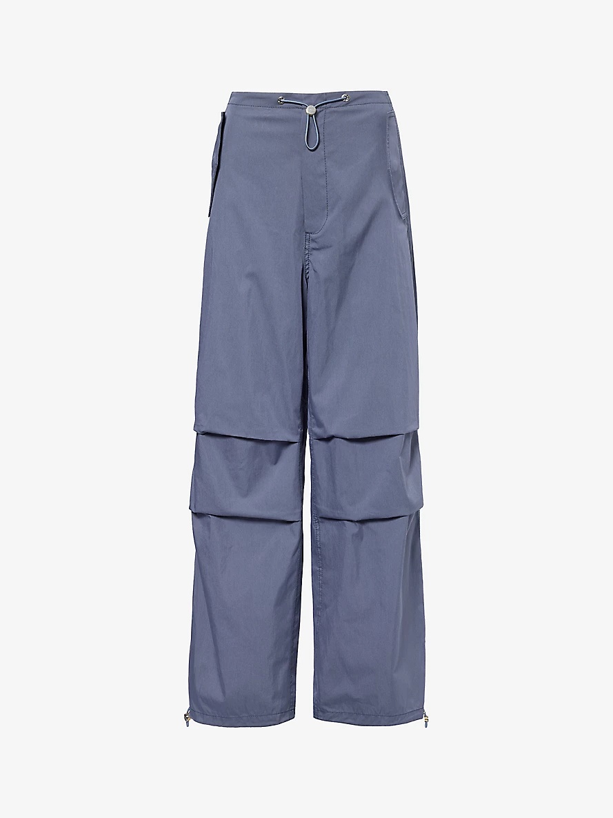 Parachute wide-leg mid-rise cotton-blend trousers - 1