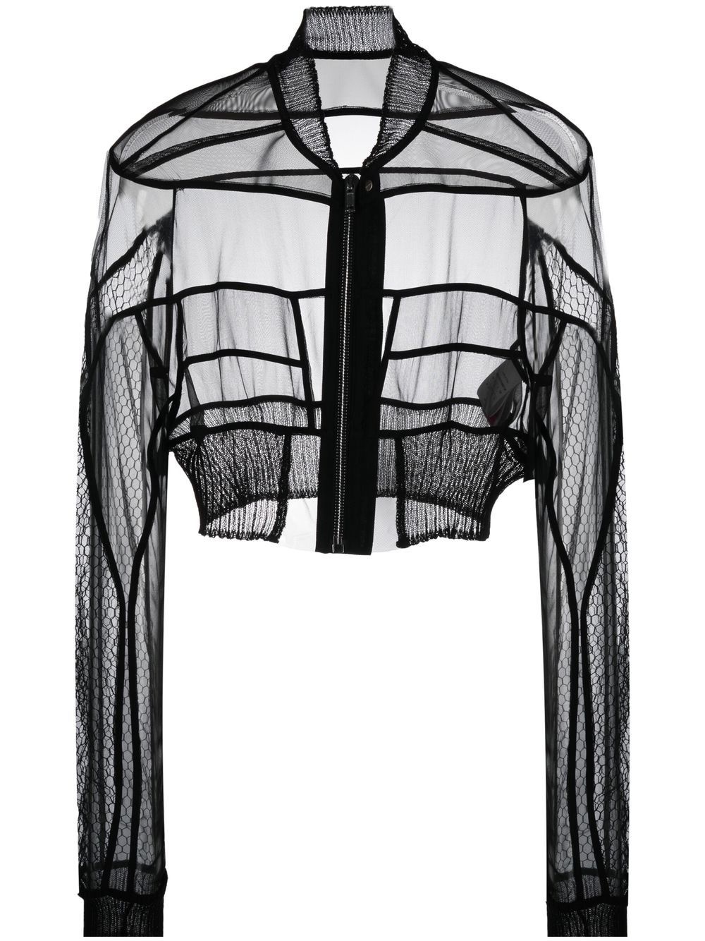 sheer zipped-up bomber jacket - 1