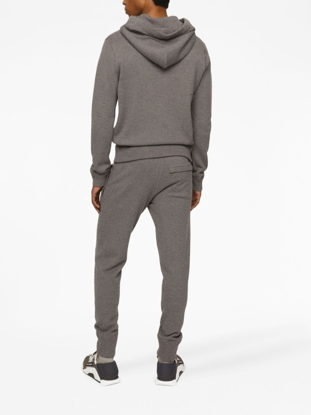 logo-plaque knitted hoodie - 4