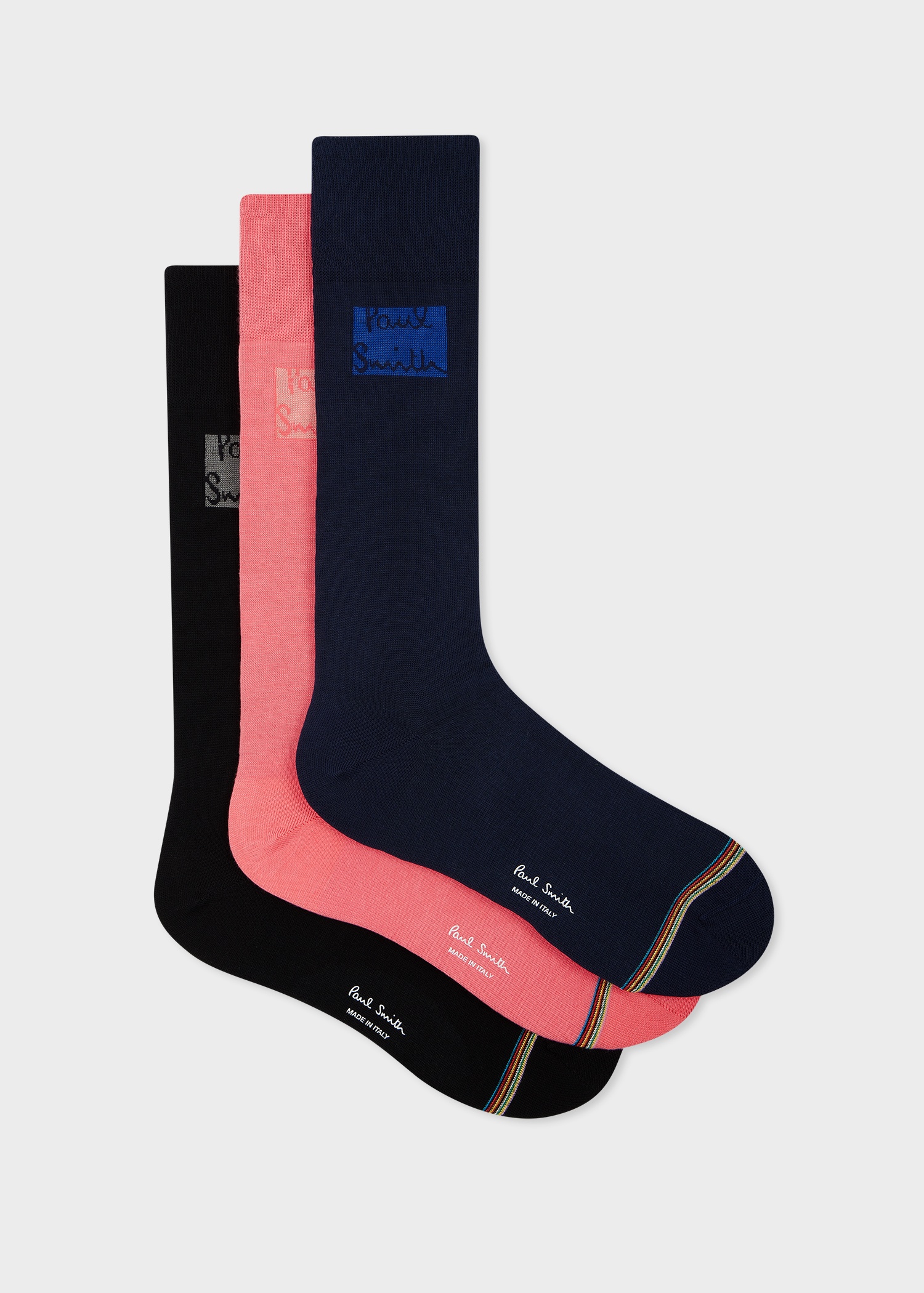 Multicolour Logo 'Signature Stripe' Tipped Socks Three Pack - 1