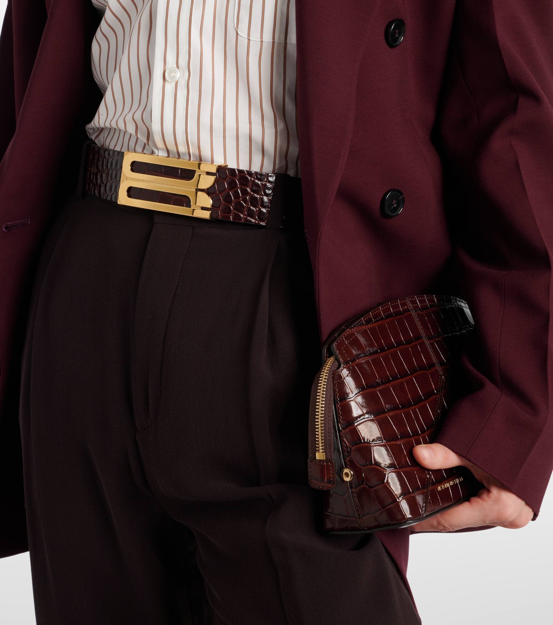 Jumbo Frame croc-effect leather belt - 2