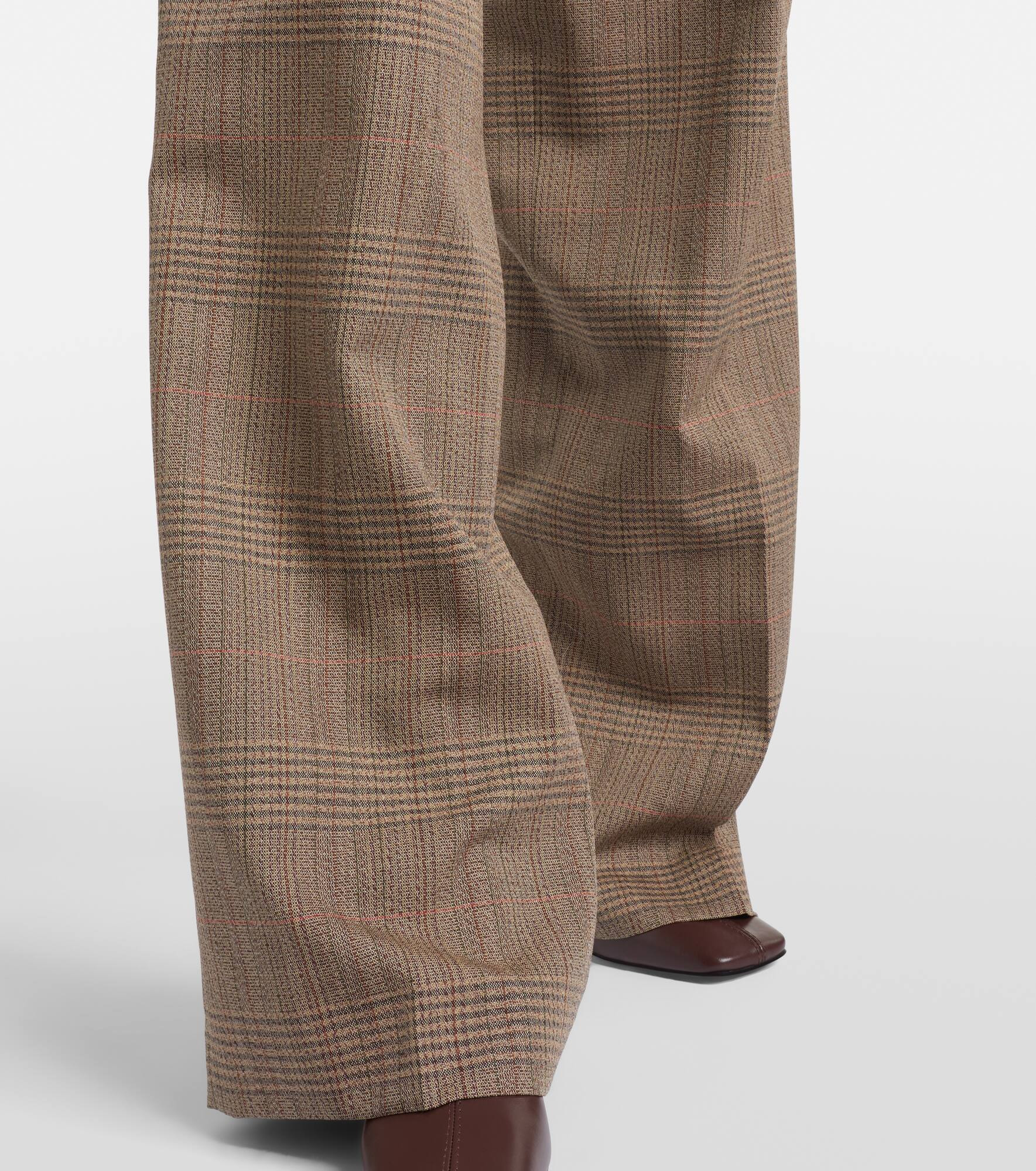 Checked virgin wool straight pants - 5