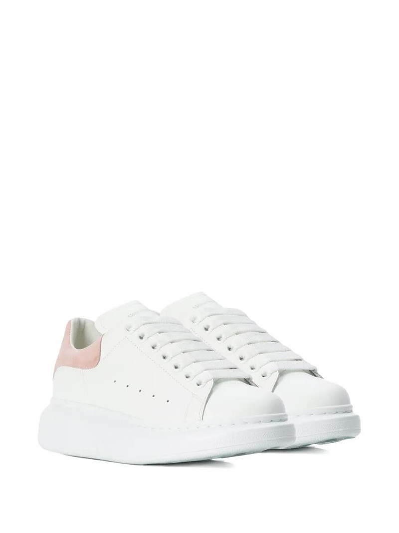Alexander McQueen OVERSIZE SNEAKERS IN WHITE LEATHER WITH PINK SUEDE HEEL outlook
