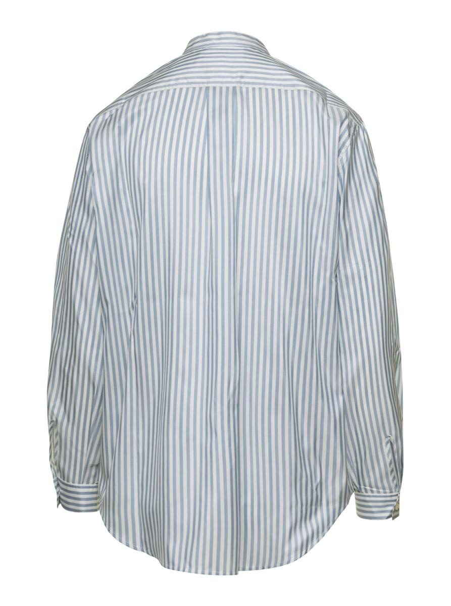 FRAME LIGHT-BLUE STRIPED OVERSIZE SHIRT IN SILK WOMAN - 2