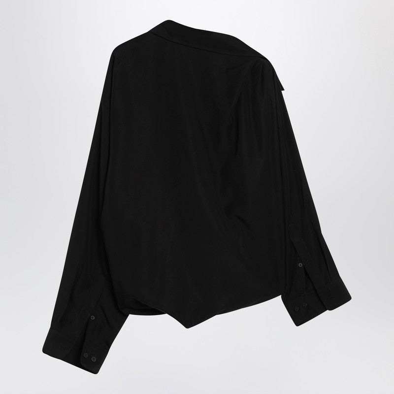 Balenciaga One-Shoulder Black Shirt In Poplin Women - 2