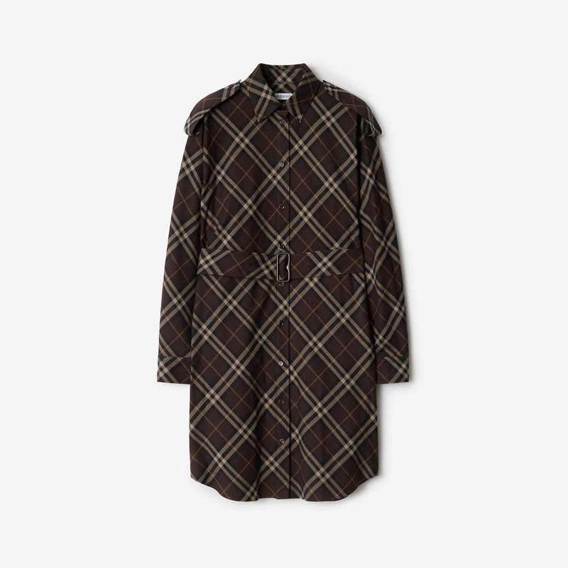 Check Cotton Flannel Shirt Dress 1