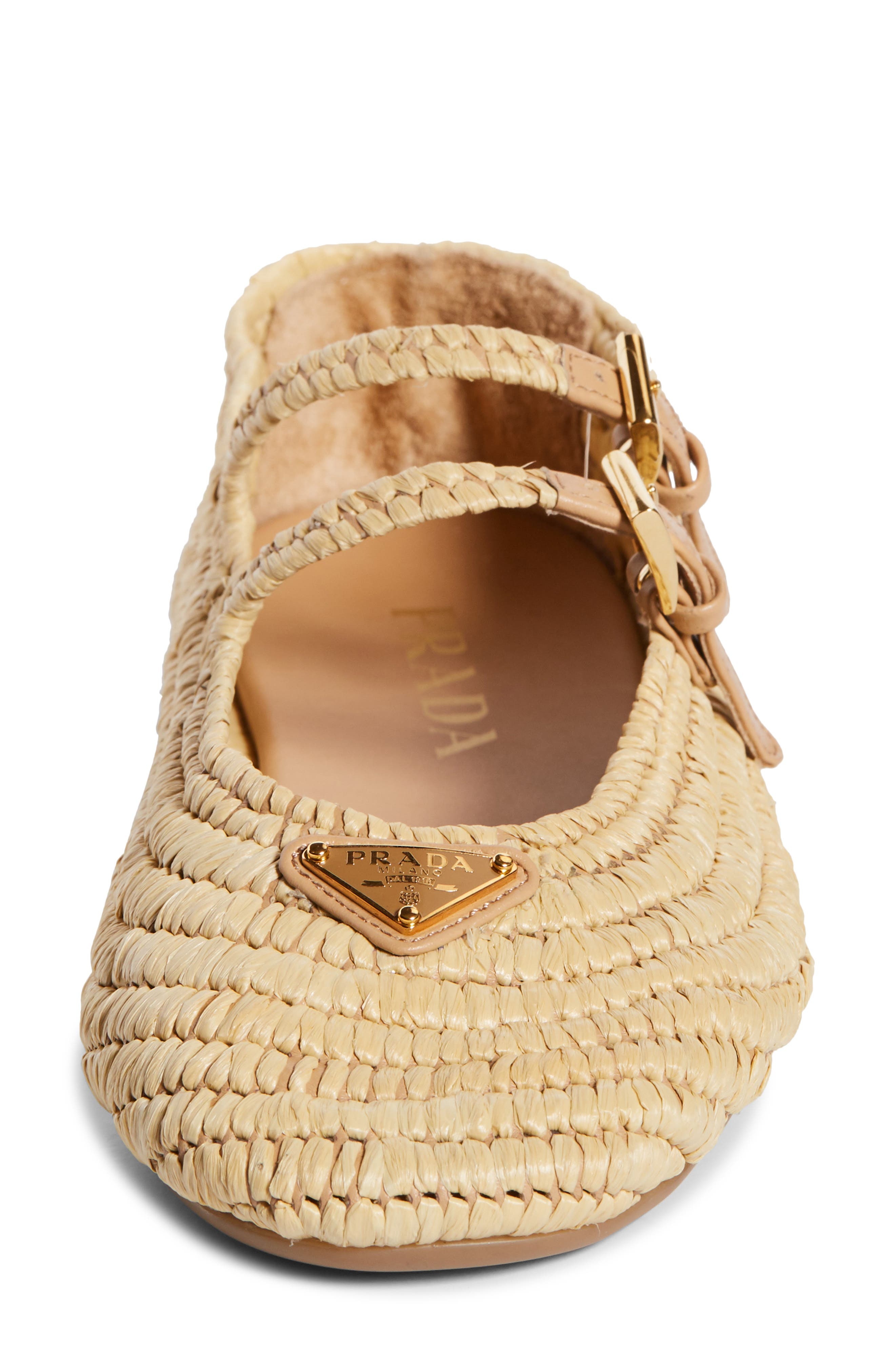 Prada Raffia Mary Jane Flat in Naturale at Nordstrom - 4