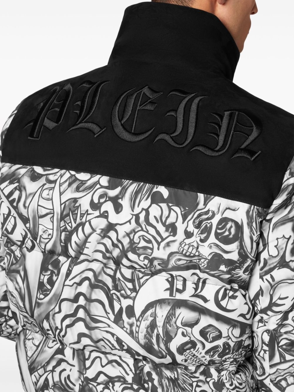 tattoo-print puffer jacket - 5