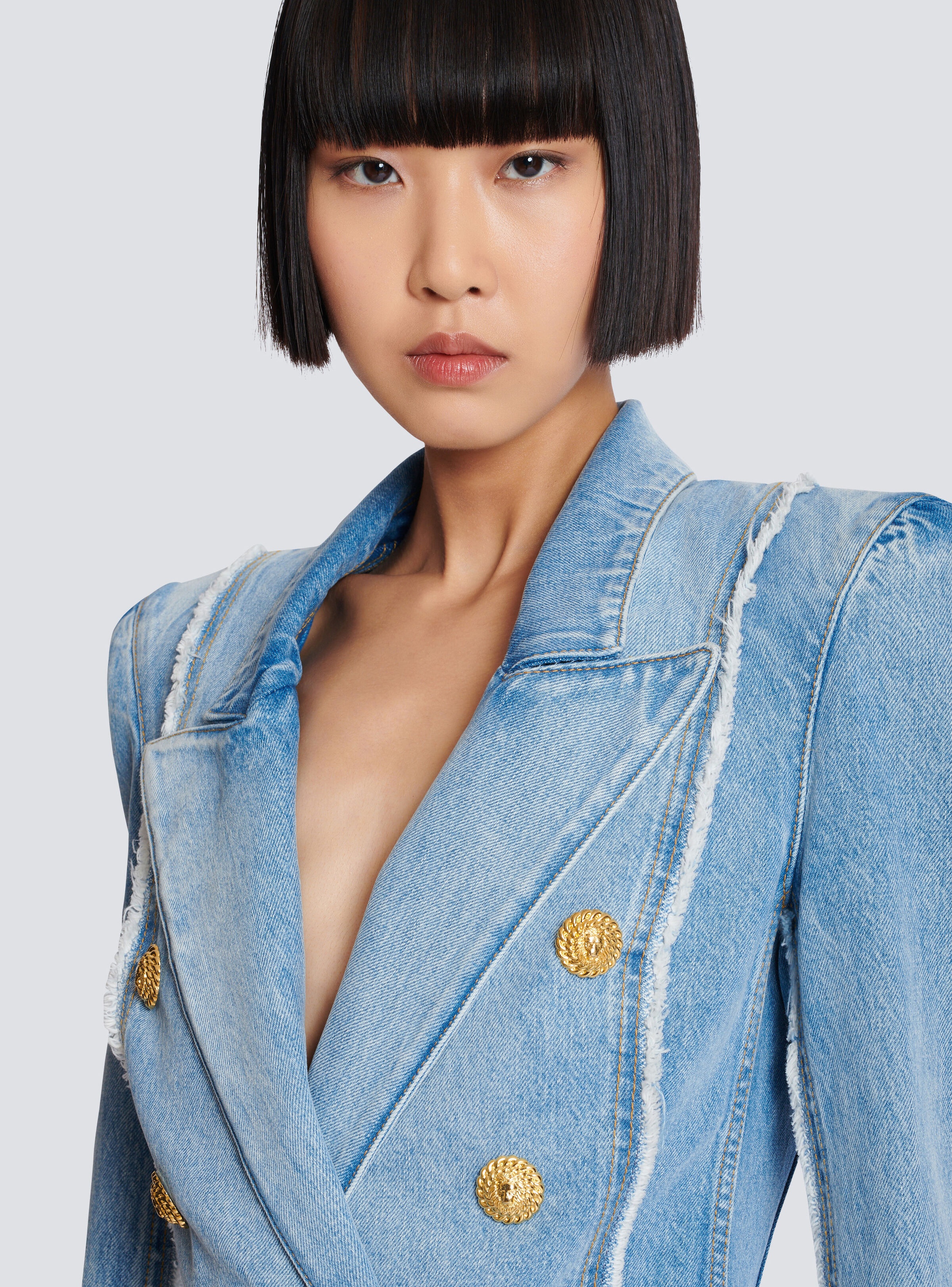6-button tailored denim jacket - 8