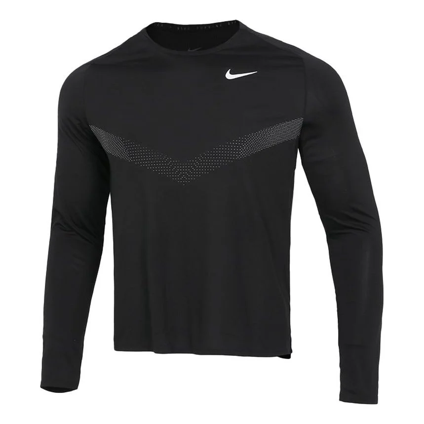 Men's Nike Sports Fitness Training Running Casual Long Sleeves Black T-Shirt DD6022-010 - 1
