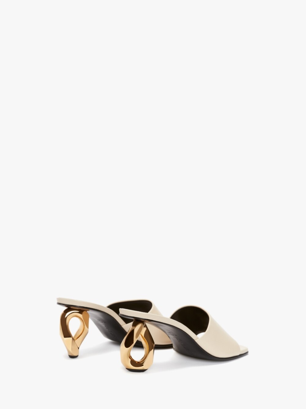 CHAIN HEEL LEATHER SANDALS - 3
