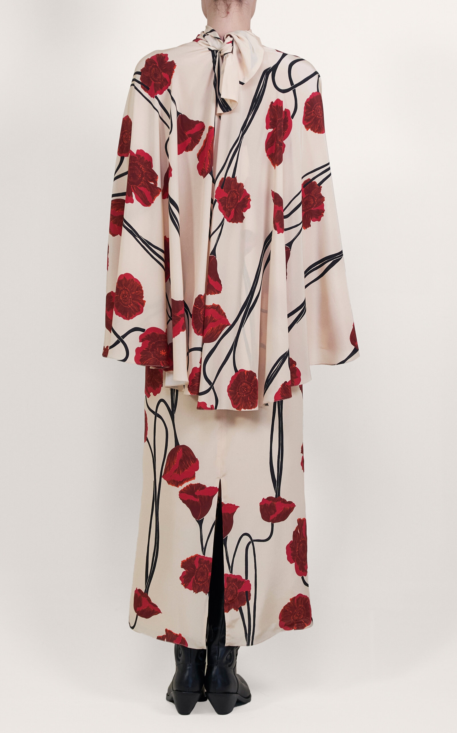 Parajes Lejanos Floral Silk Midi Dress ivory - 4