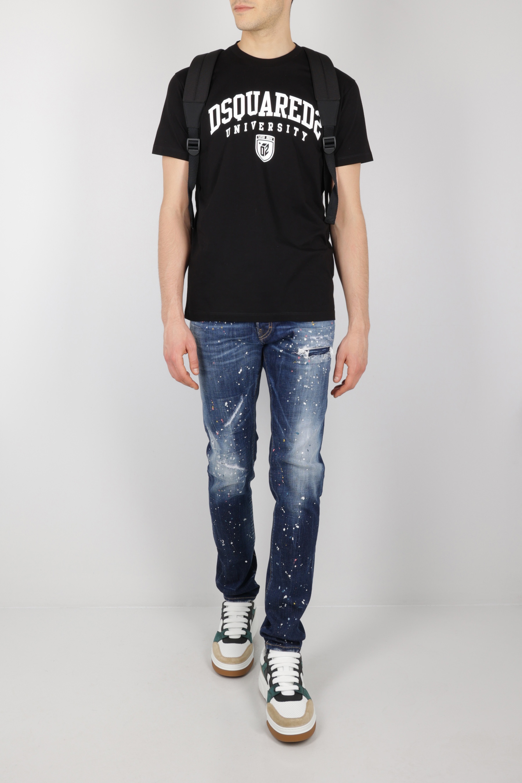 Dsquared2 Navy Blue Cotton Twinphony Paint Splatter Jeans