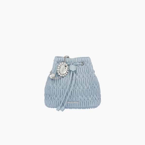 Miu Crystal Cloqué Nappa leather bucket bag - 3