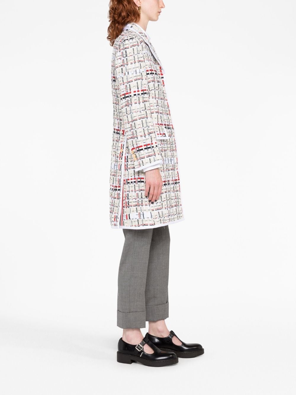 single-breasted tweed coat - 6