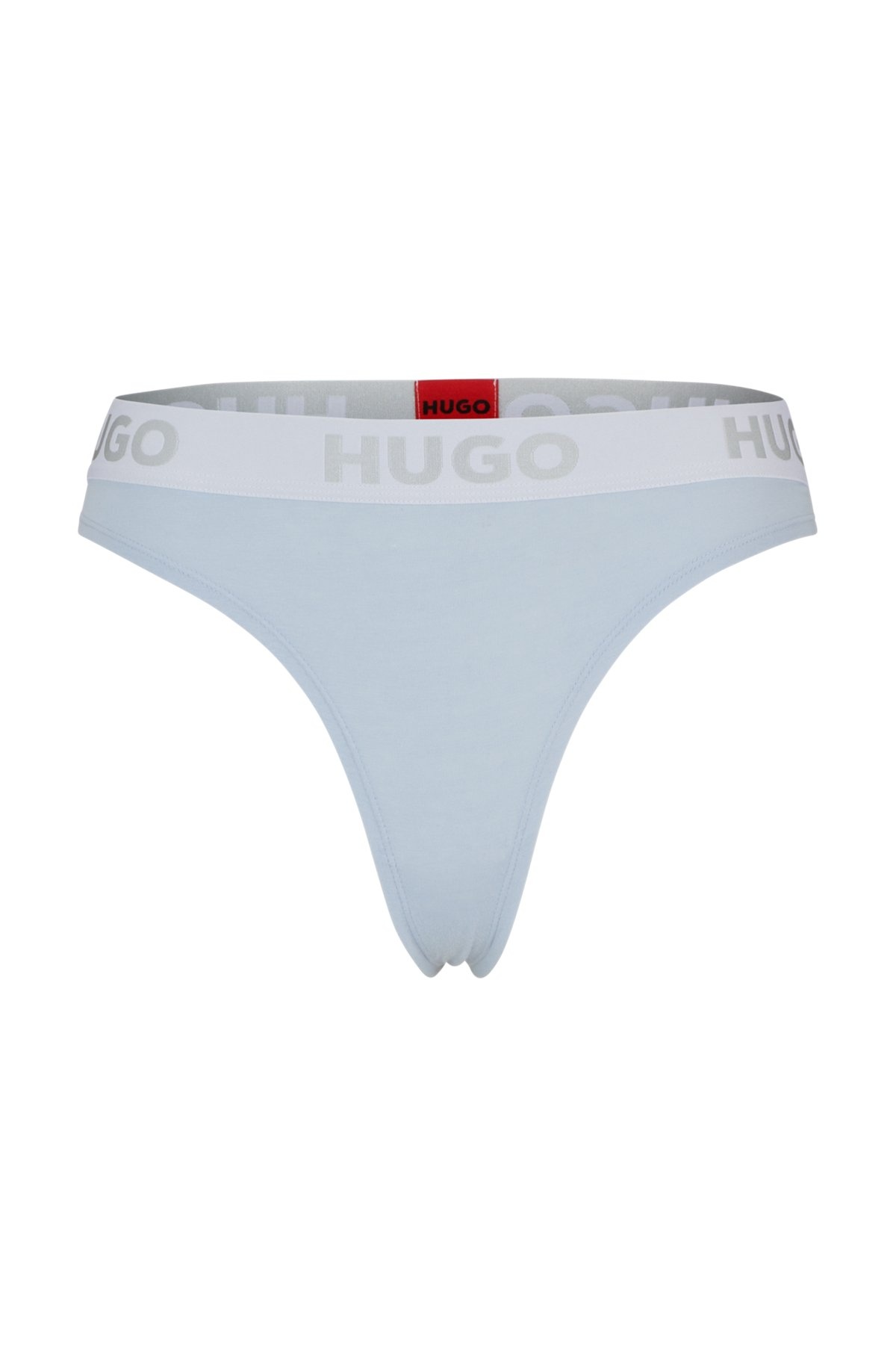 STRETCH-COTTON THONG BRIEFS WITH LOGO WAISTBAND - 1
