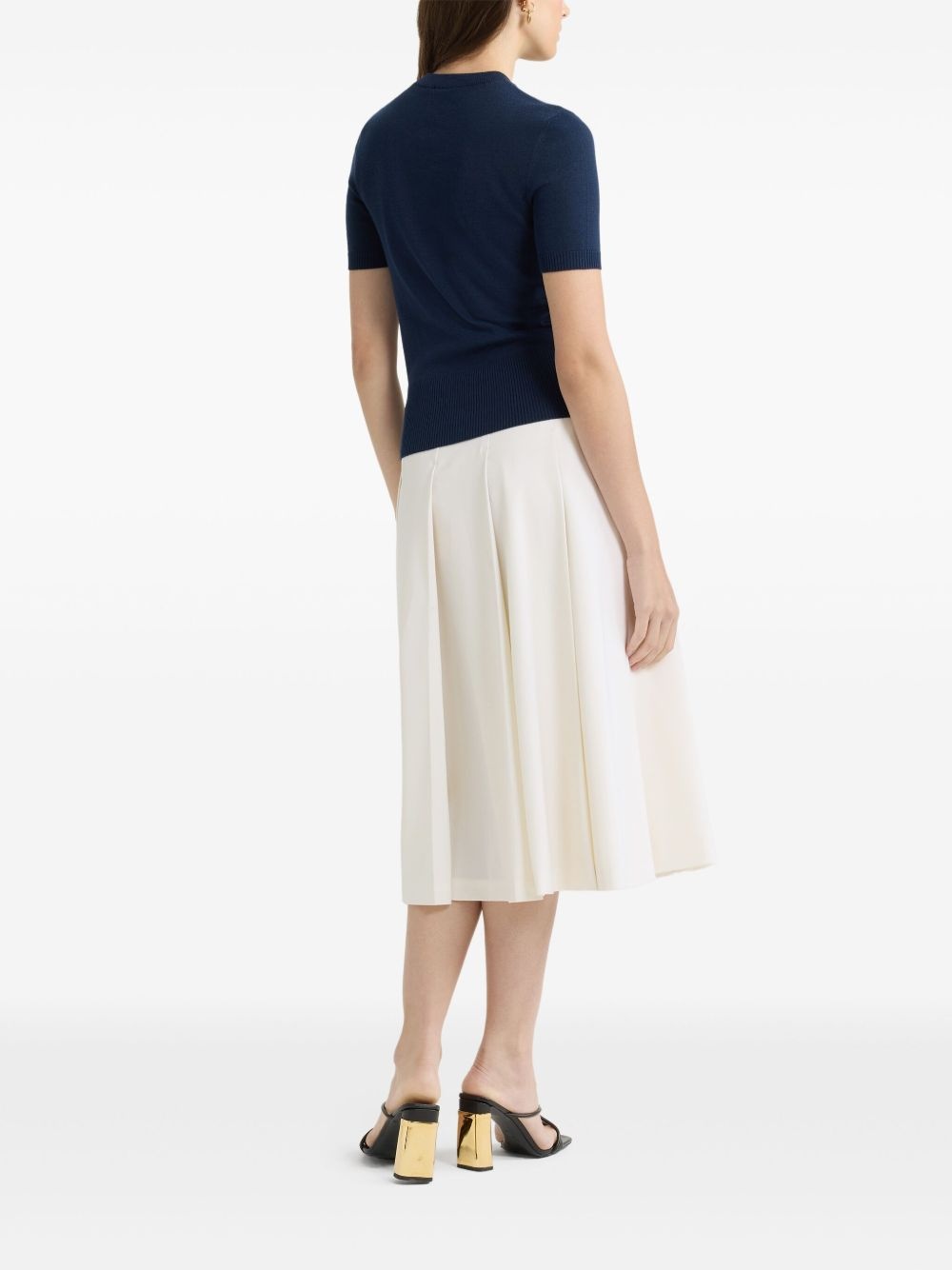 pleated twill midi skirt - 3